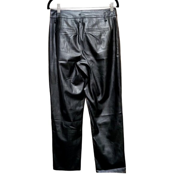 Paige Women's Black Faux Leather Straight-Leg Pants Size 4 - Picture 3 of 10